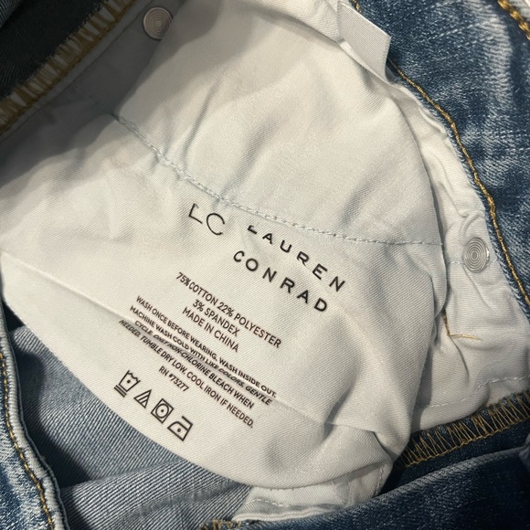 LC Lauren Conrad high rise acid wash raw hem skinny jeans with stretch size 12 - Picture 4 of 6
